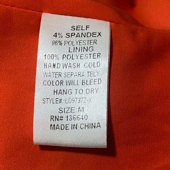 L’ Atiste  Bright Orange Red Plunging Neckline Dress Size Medium - Picture 7 of 7